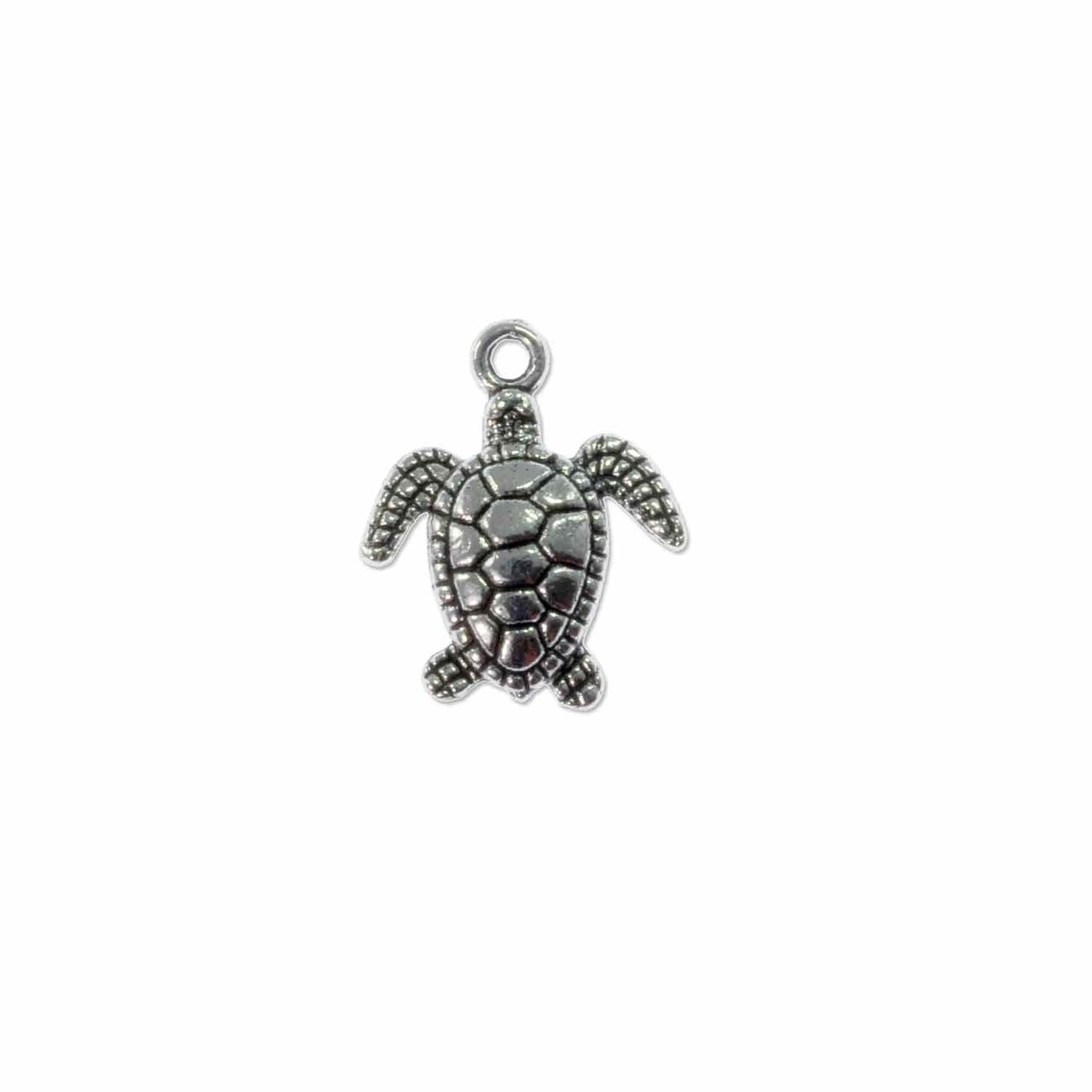 Sea Turtle Charm 18x15mm Pewter Antique Silver Plated (Package of 1)
